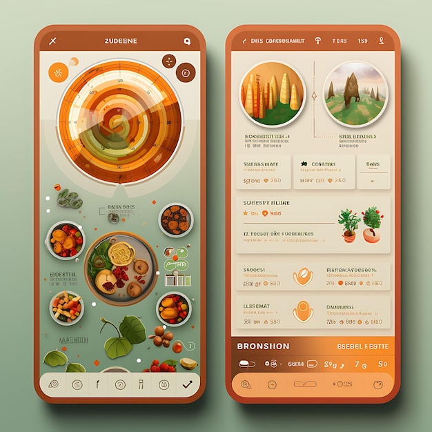 Foto mobile app layout design van fitness en nutrition tracker energetische en levendige lay-out o concepten