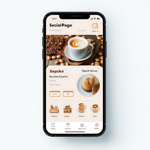 Mobile App Layout Design van Specialty Coffee Delivery met trendy en moderne lay-out en concepten