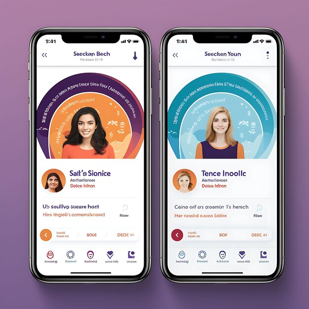 Mobile App Layout Design van Vrouwen Reproductieve Gezondheid App Inclusieve en Educatieve Lay Concepten