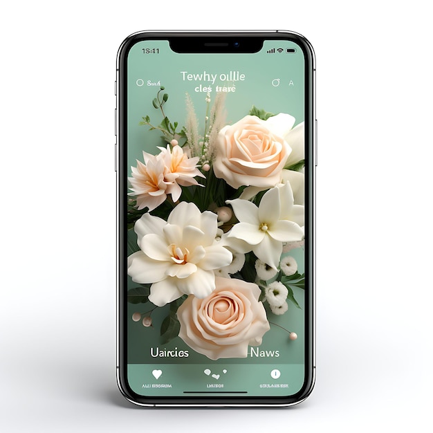 Mobile App Layout Ontwerp van bloemlevering met elegante en bloemige geïnspireerde lay-out en concepten