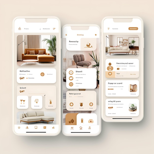 Mobile App Layout Ontwerp van meubellevering met ruime en georganiseerde lay-out en Ne Concepts