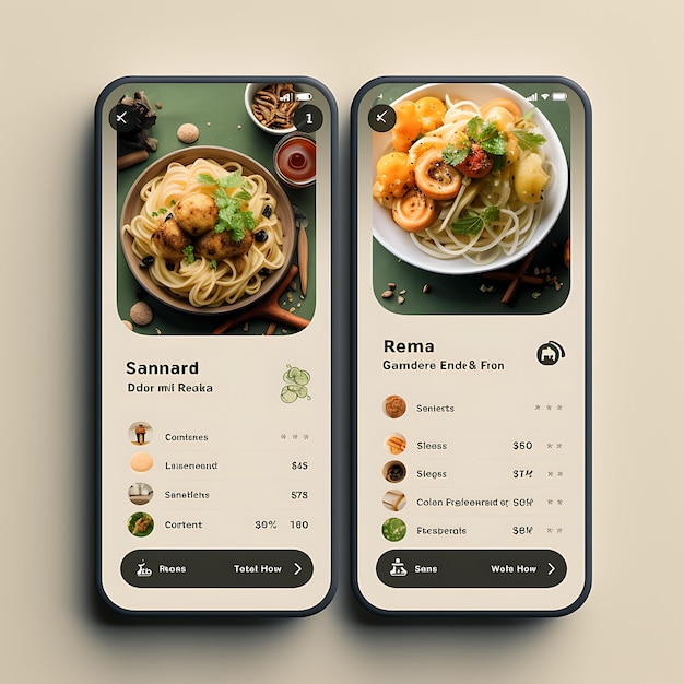 Фото Мобильное приложение noodle bar современный и гладкий концептуальный дизайн минималистское приложение меню еды и напитков