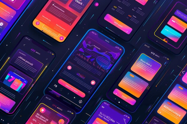mobile apps creation of a mobile application web page created from separate blocks user experience user interface modern design weekly and annual statistics graph