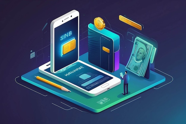 Photo mobile banking concept illustration