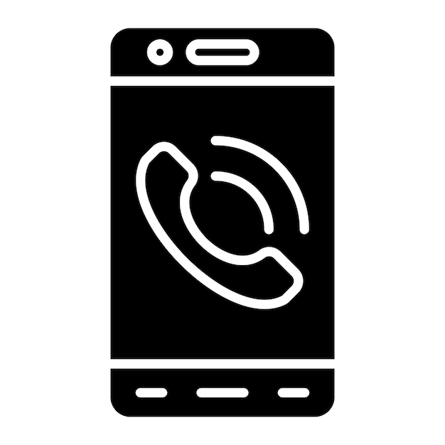 Photo mobile call glyph solid black illustration