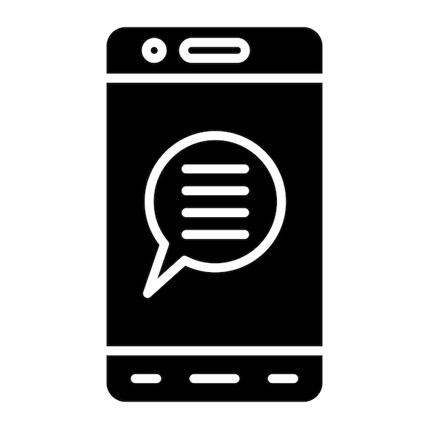 Photo mobile chat glyph solid black illustration