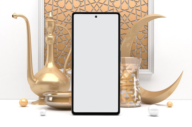 Mobile Front Side With Ramadan Themed Background