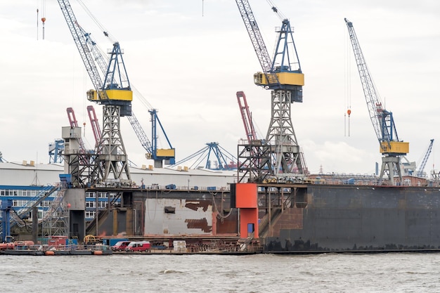 Mobile harbour container cranes at the port of hamburg