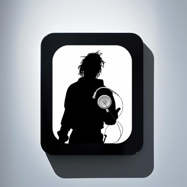 Photo a mobile icon with silhouetted music in the style of iconic pop culture caricatures