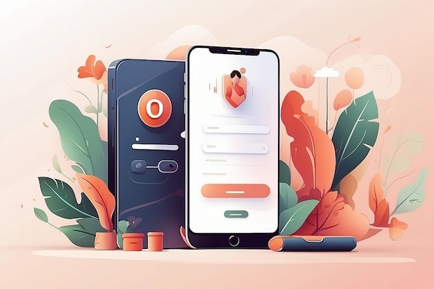 Mobile login concept illustration