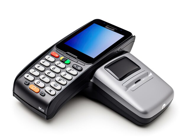 Mobile payment terminal isolated on white background