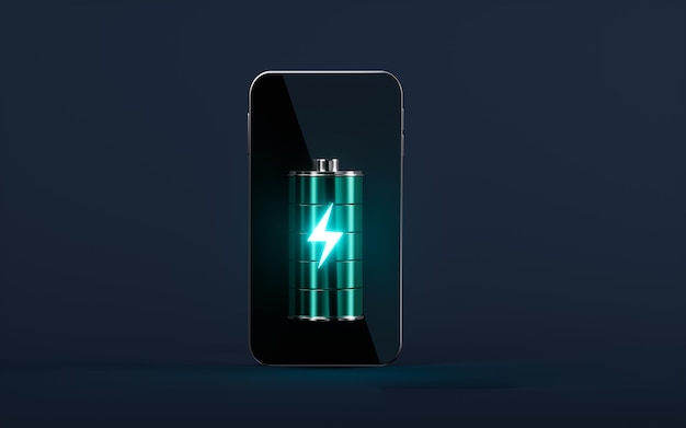 Mobile phone and battery mobile phone charging 3d rendering