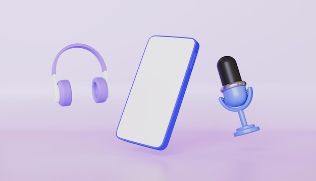 携帯電話とヘッドフォン ライブストリーミング オンライン 音楽を聴く
