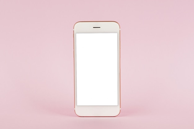 Photo mobile phone  on pink pastel , technology and busiess