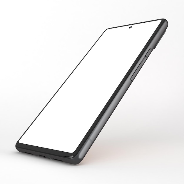 Mobile Phone Right View Isolated In White Background