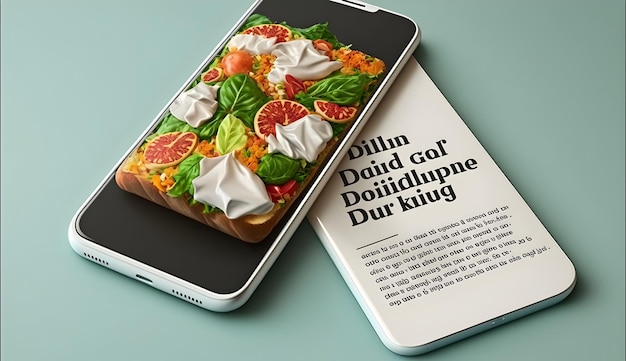 The mobile phone with a blank screen mockup for dieting apps