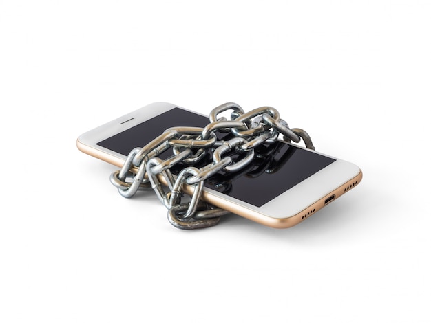 Photo mobile phone with chain locked isolate