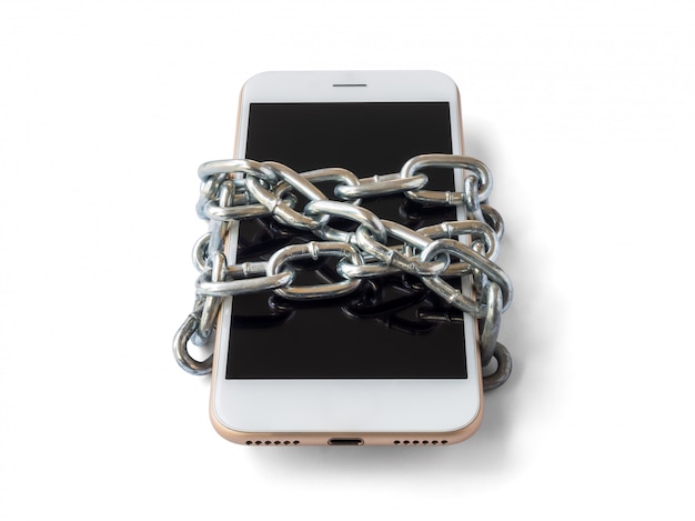 Photo mobile phone with chain locked isolate