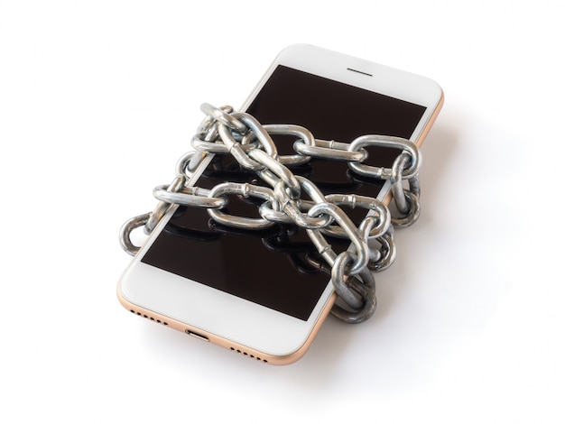 Photo mobile phone with chain locked isolate