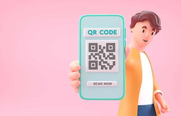 Photo mobile qr code 3d illustration