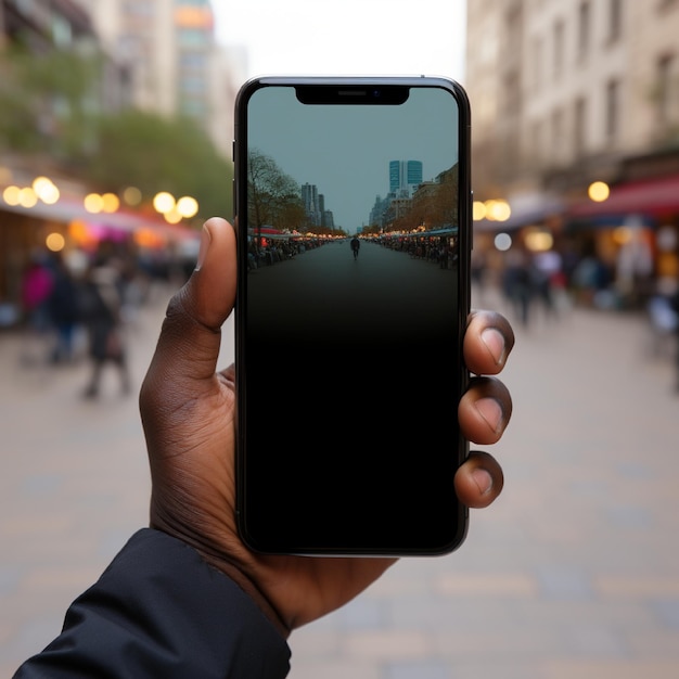 Photo mobile screen mockup display generated in ai