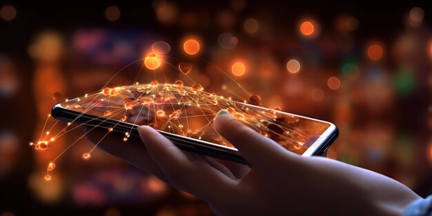 Foto smartphone mobile con icona di app colorata concetto di visualizzazione mobile digitale