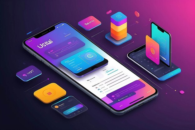 Foto illustrazione del concetto di mobile ui ux