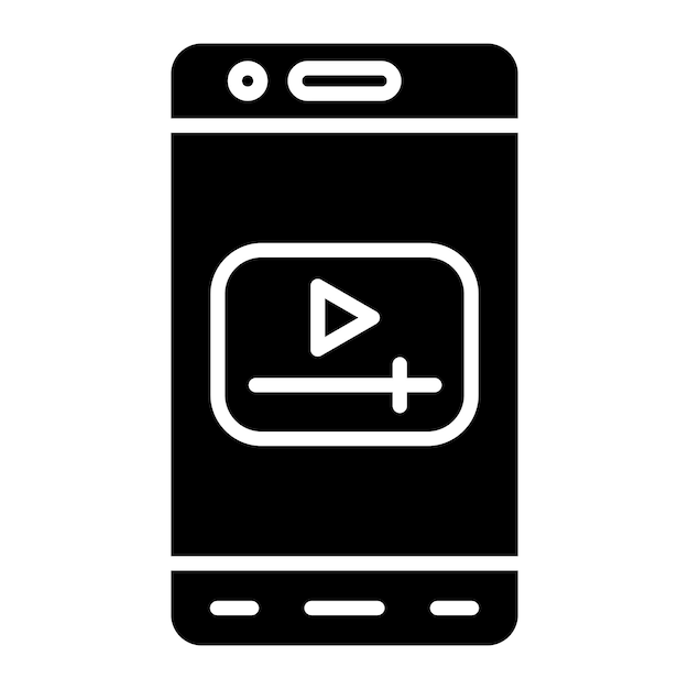 Photo mobile video glyph solid black illustration