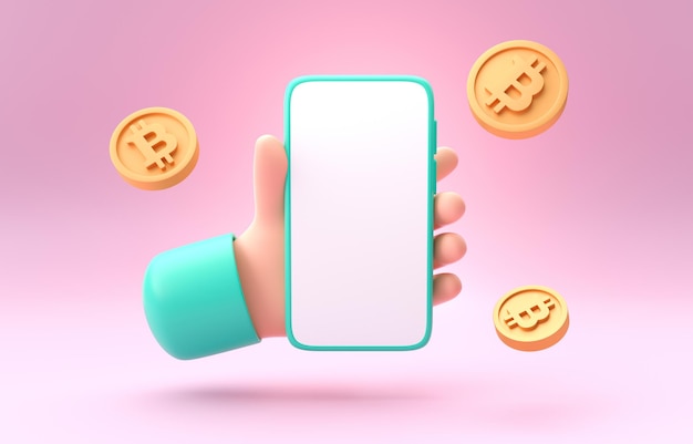 Mobile with 3D Bitcoins Icons 3D Illustration