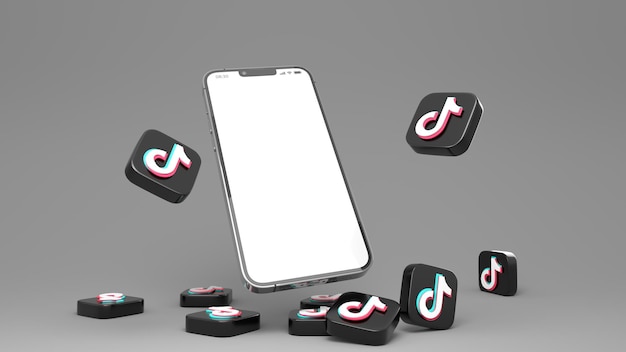 Mobiles and social app 3d render mockup