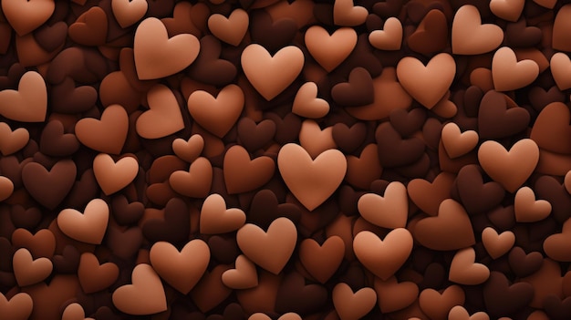 Photo mocha color hearts as a background