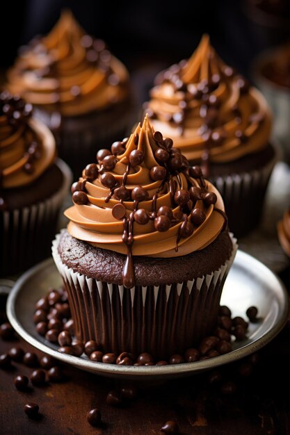 Mocha cupcakes with chocolate ganache and chocolatecovered coffee beans