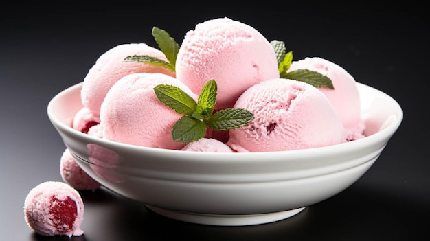 Mochi ice cream in a bowl isolated on white