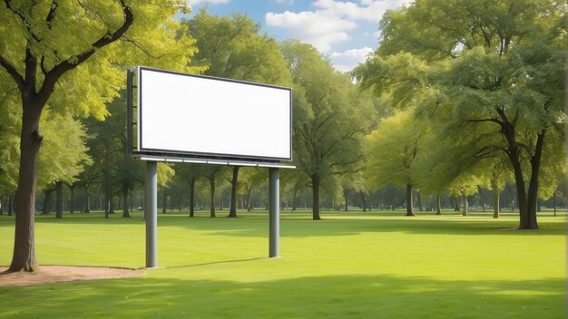 Photo mock up of advertising billboard in a park