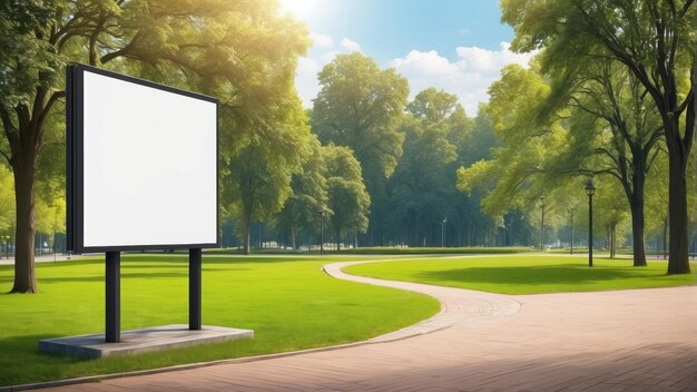 Photo mock up of advertising billboard in a park