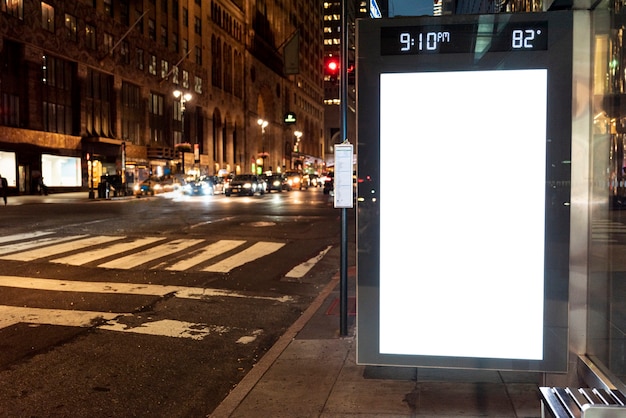 Mock-up billboard in bus stop