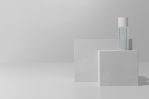 Макет бутылки тонера с эссенцией при естественном освещении Косметика для ухода за кожей лица 3d визуализация