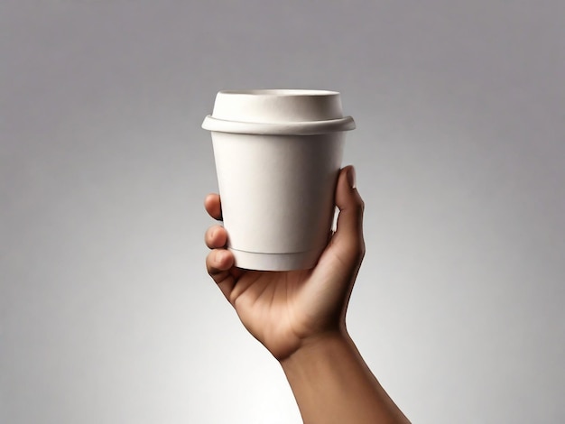 Mock up coffee cup in hand