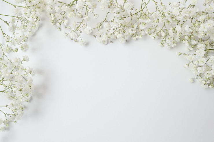 Mock up Composition of white flowers rustic style 