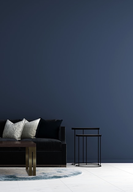 Mock up and decoration and blue living room and wall background