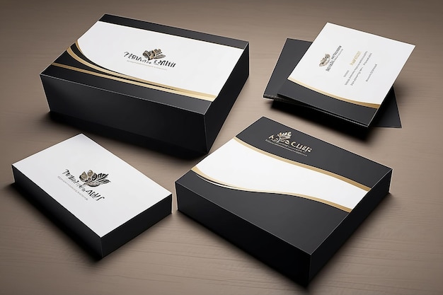 Photo mock up designs business cards packaging to establish a consistent and memorable brand image