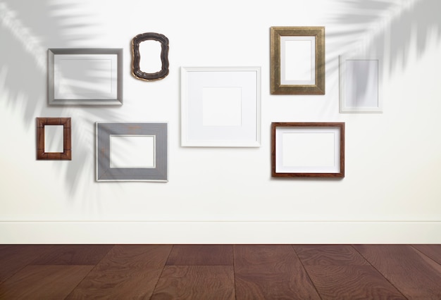mock up empty white frame background different decorative empty frames for a photo or painting 