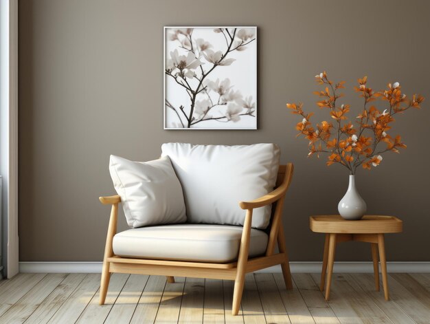 Mock up Frame in home interior background beige room Highquality Mockups Generative Ai