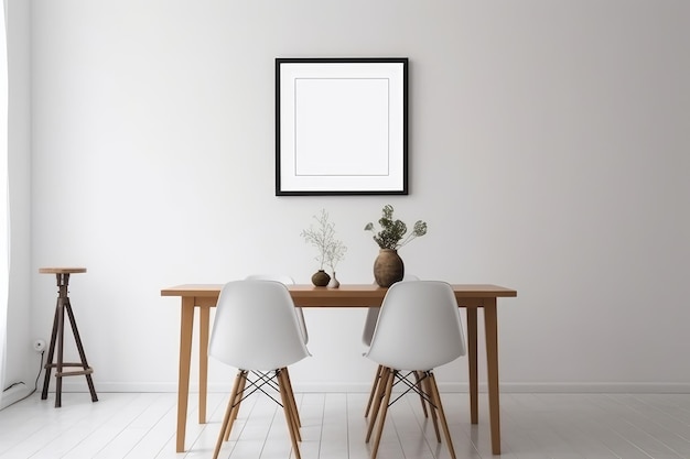 Mock up frame in home interior background white wall generative AI