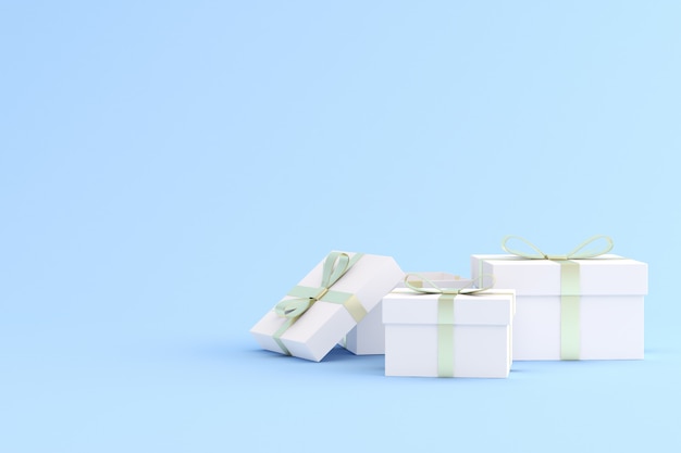 Mock up of gift box on blue space.