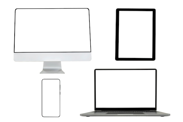 mock up image of electronic gadgets isolated on white background