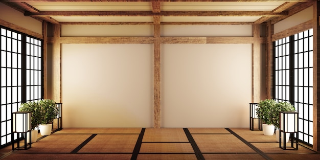 Photo mock up, japanese empty room tatami mat designing the most beautiful. 3d rendering