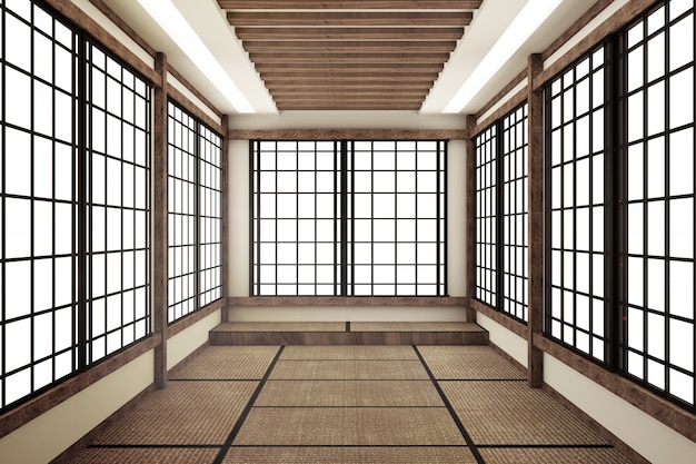 Photo mock up,japanese style, empty room. 3d rendering