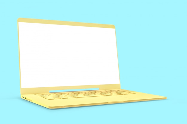 Mock up concetto di colore giallo portatile computer portatile