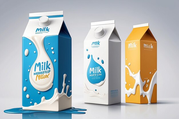 Photo mock up of milk package with splash vector illustration can be use for your design eps 10